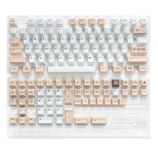 Dumpling Keycap Set (129 броя) PBT White and Beige Dye-Sub Капачки за Механична Клавиатура - TypeHero