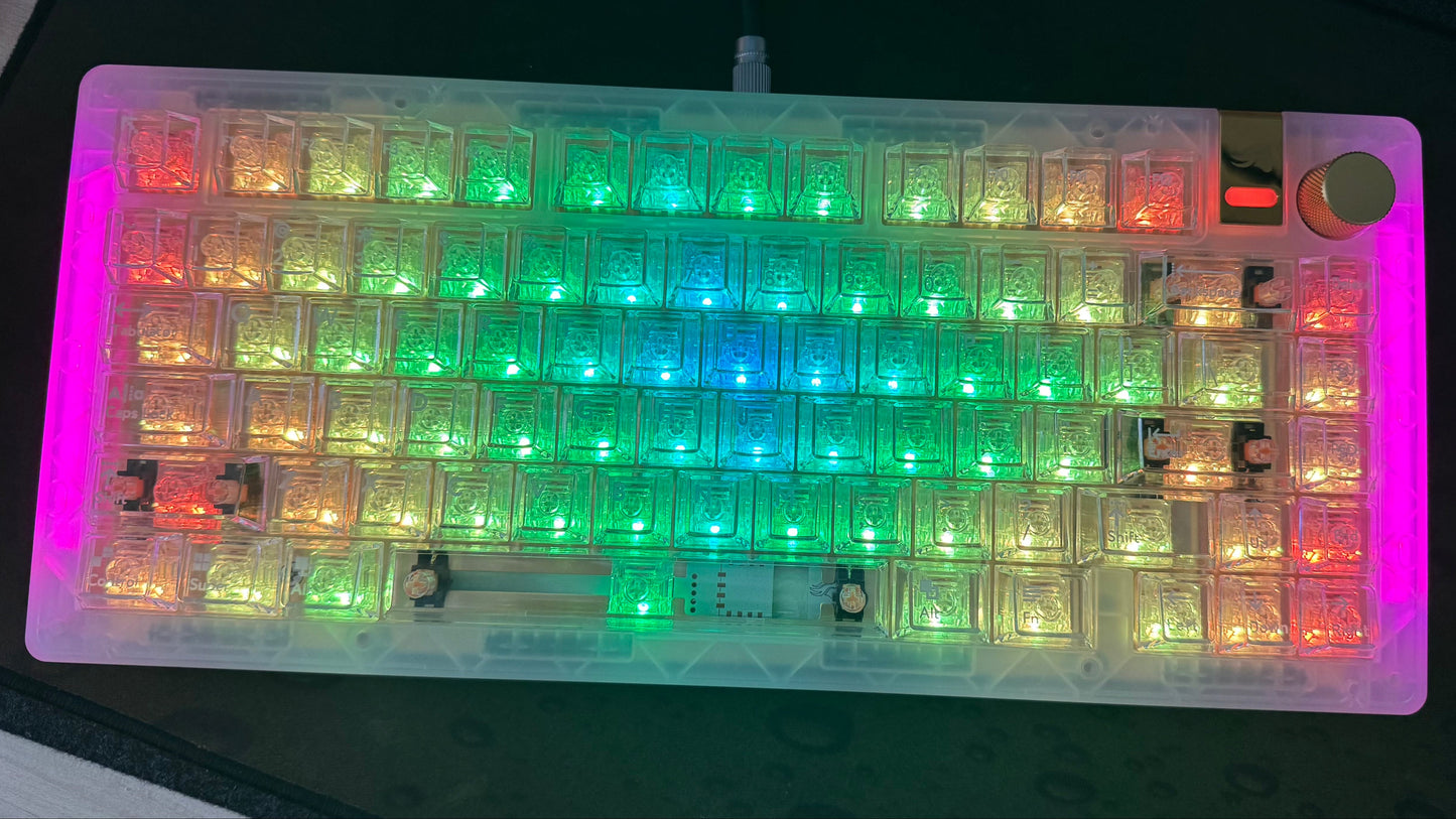 Glorious GMMK 3 75% Compact Mechanical Keyboard with Transparent Gold Design and Aluminum Volume Knob (Custom Built)