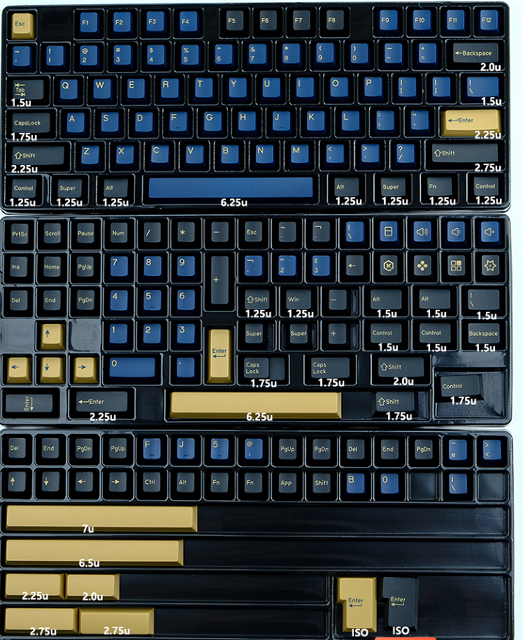 Blue Samurai PBT Doubleshot Cherry Капачки за Механична Клавиатура - TypeHero