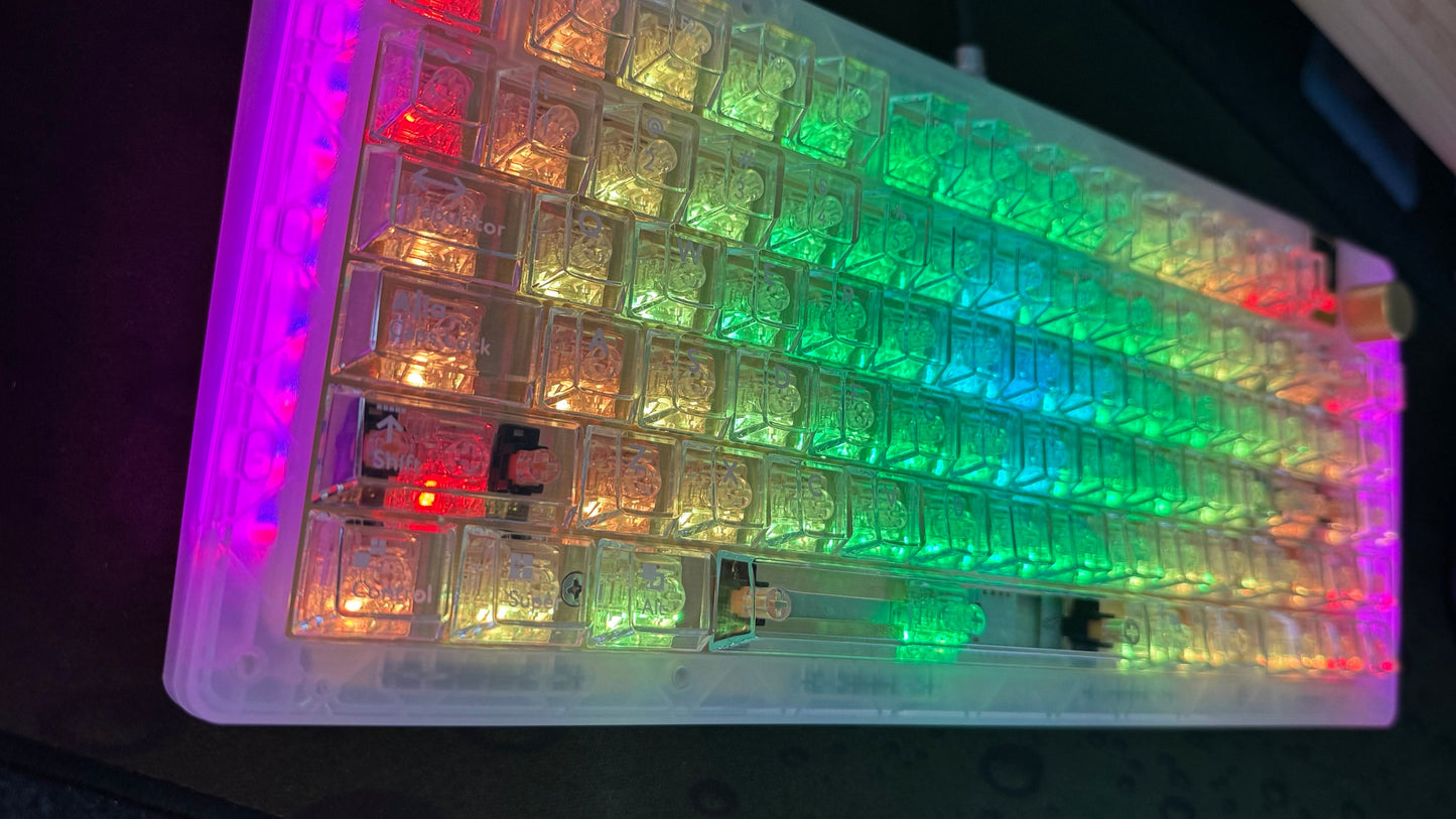 Glorious GMMK 3 75% Compact Mechanical Keyboard with Transparent Gold Design and Aluminum Volume Knob (Custom Built)