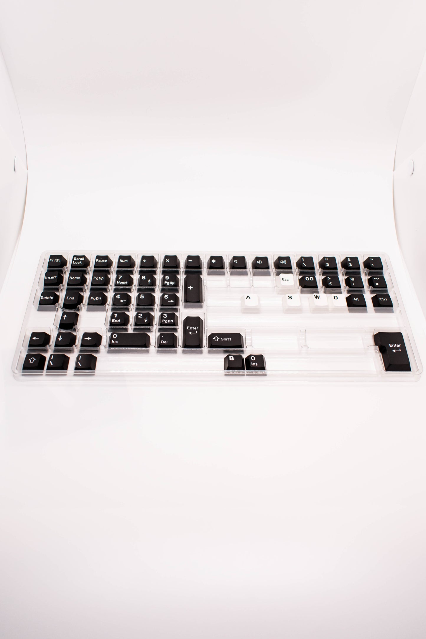 White on Black PBT Doubleshot Keycaps for Mechanical Keyboard, Cherry profile