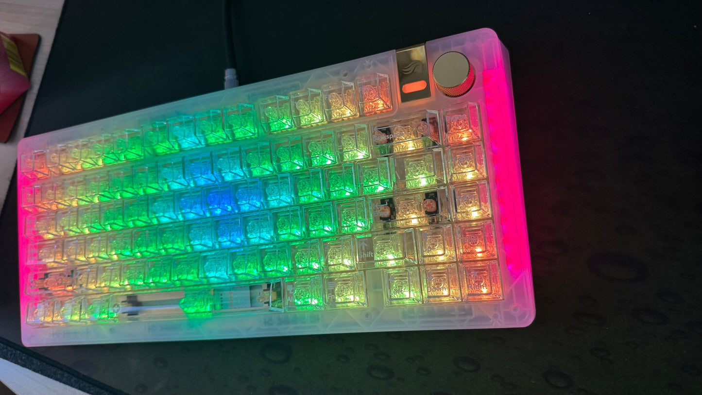 Glorious GMMK 3 75% Compact Mechanical Keyboard with Transparent Gold Design and Aluminum Volume Knob (Custom Built)