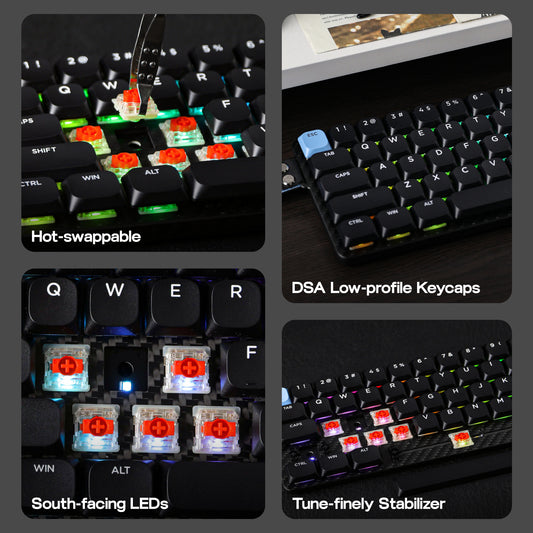 Epomaker Carbon60 – нископрофилна 60% механична клавиатура с Gateron 2.0 Red Linear