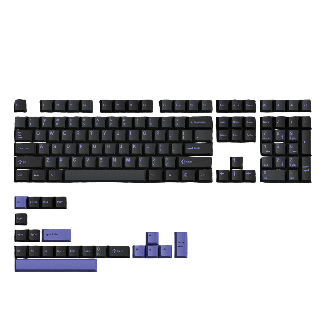 Night Shade PBT DoubleShot Cherry Profile Keycaps 130 броя Капачки за Механична Клавиатура - TypeHero
