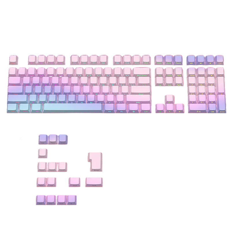 Pastel Gradient PBT Side Print DoubleShot Keycaps 124 броя Капачки за Механична Клавиатура със Страничен Принт Пастелени Цветове - TypeHero