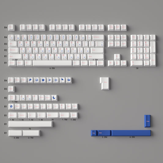 Pink and Blue White PBT Keycaps Cherry Profile - TypeHero