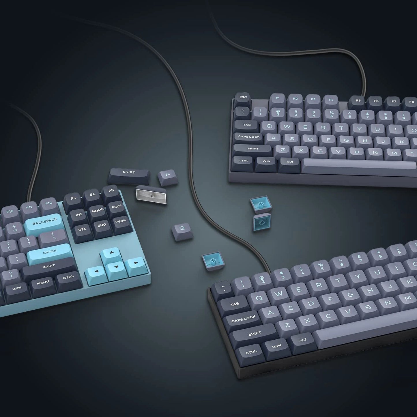 Black on White ISA Profile Doubleshot Keycaps 189 pieces for PBT Keyboard