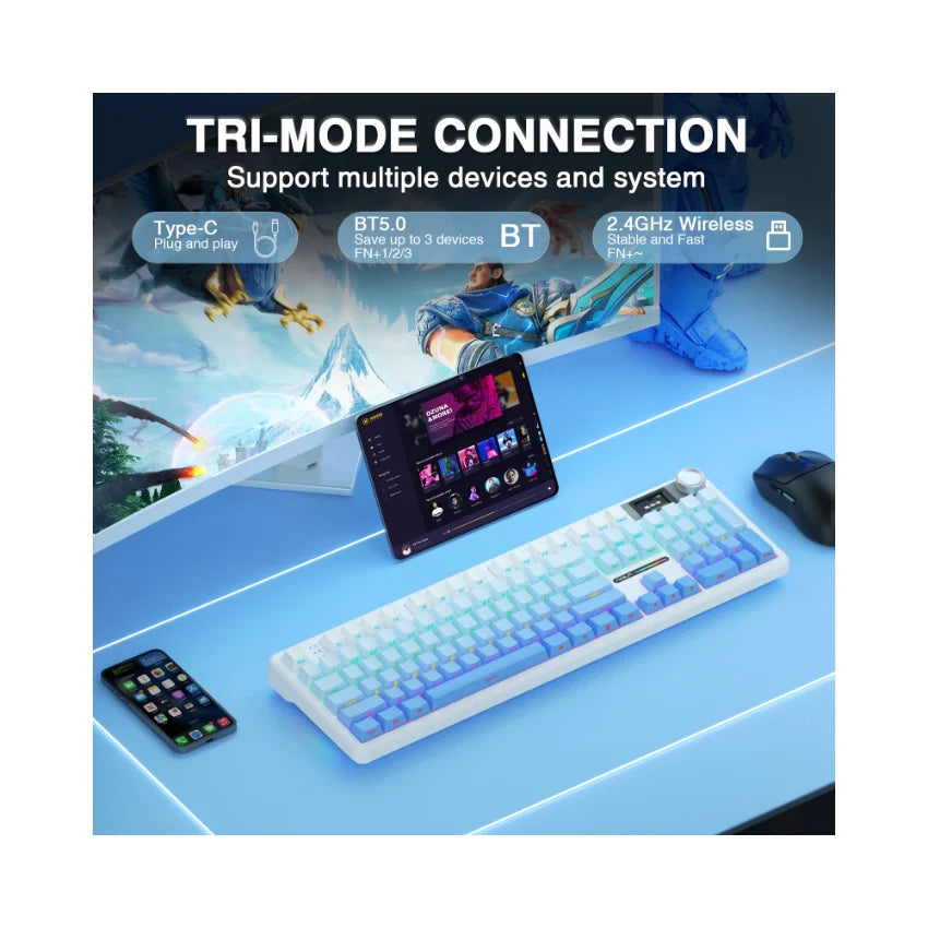 AULA F108 Pro – Full-Size Механична Клавиатура с Екран и Контролен Бутон