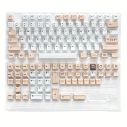 Dumpling Keycap Set (129 броя) PBT White and Beige Dye-Sub Капачки за Механична Клавиатура - TypeHero