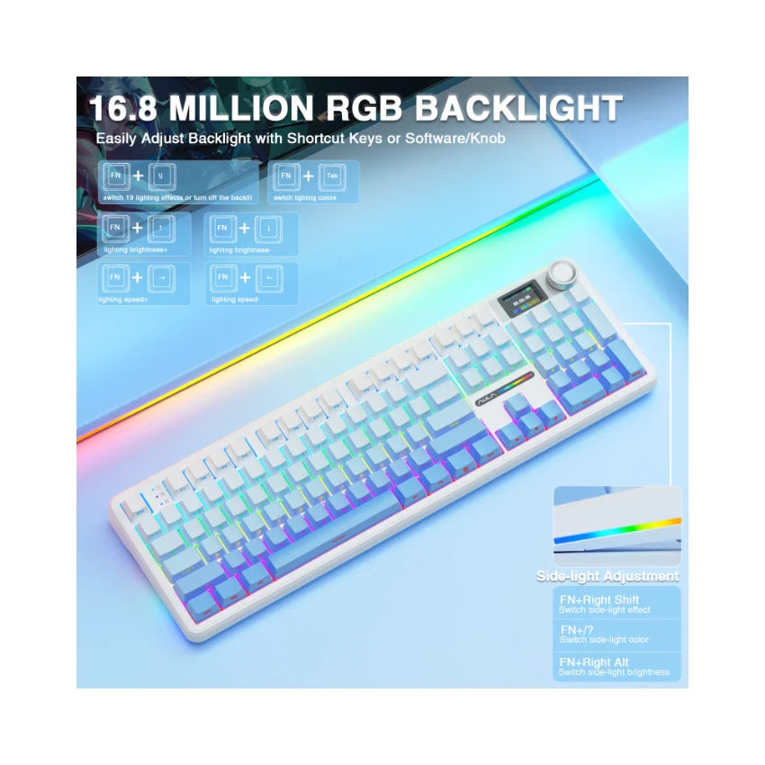 AULA F108 Pro – Full-Size Механична Клавиатура с Екран и Контролен Бутон