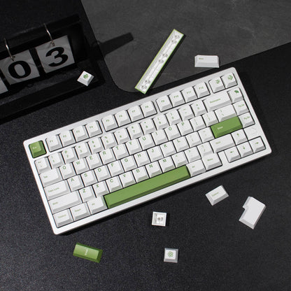 White and Green PBT Dye Sub Keycaps Cherry Profile - TypeHero