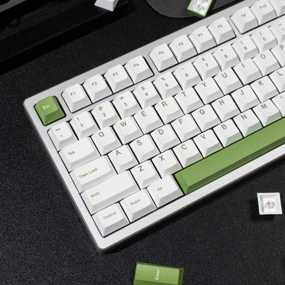 White and Green PBT Dye Sub Keycaps Cherry Profile - TypeHero