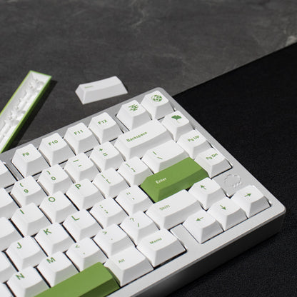 White and Green PBT Dye Sub Keycaps Cherry Profile - TypeHero