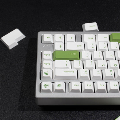 White and Green PBT Dye Sub Keycaps Cherry Profile - TypeHero