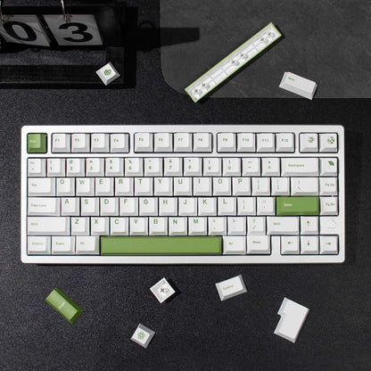 White and Green PBT Dye Sub Keycaps Cherry Profile - TypeHero