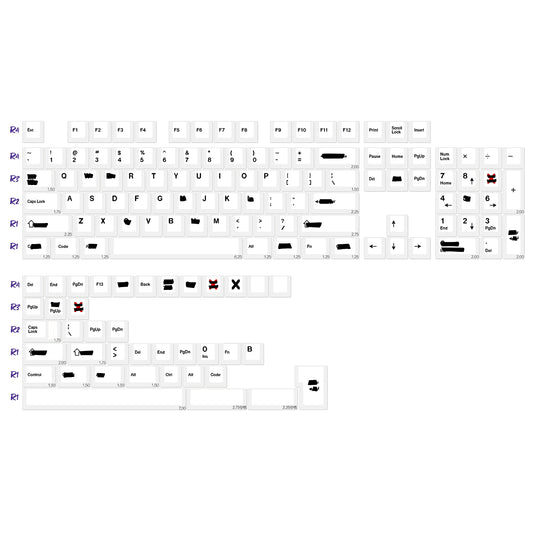 Redacted White / Black PBT Keycaps Doubleshot – 140 Броя