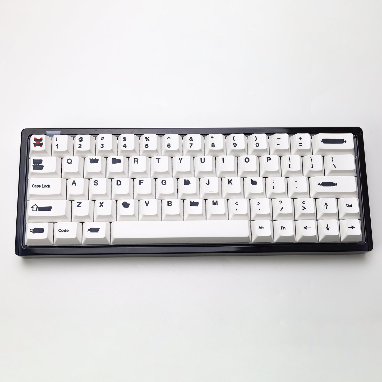 Redacted White / Black PBT Keycaps Doubleshot – 140 Броя