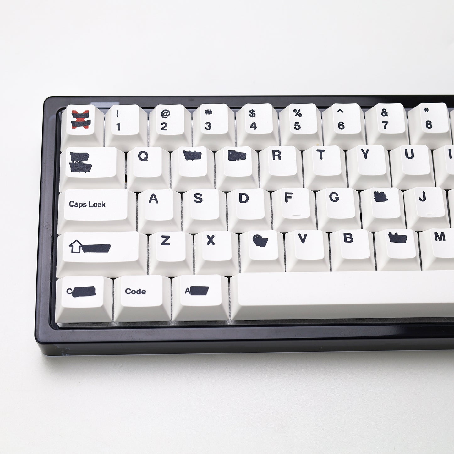 Redacted White / Black PBT Keycaps Doubleshot – 140 Броя