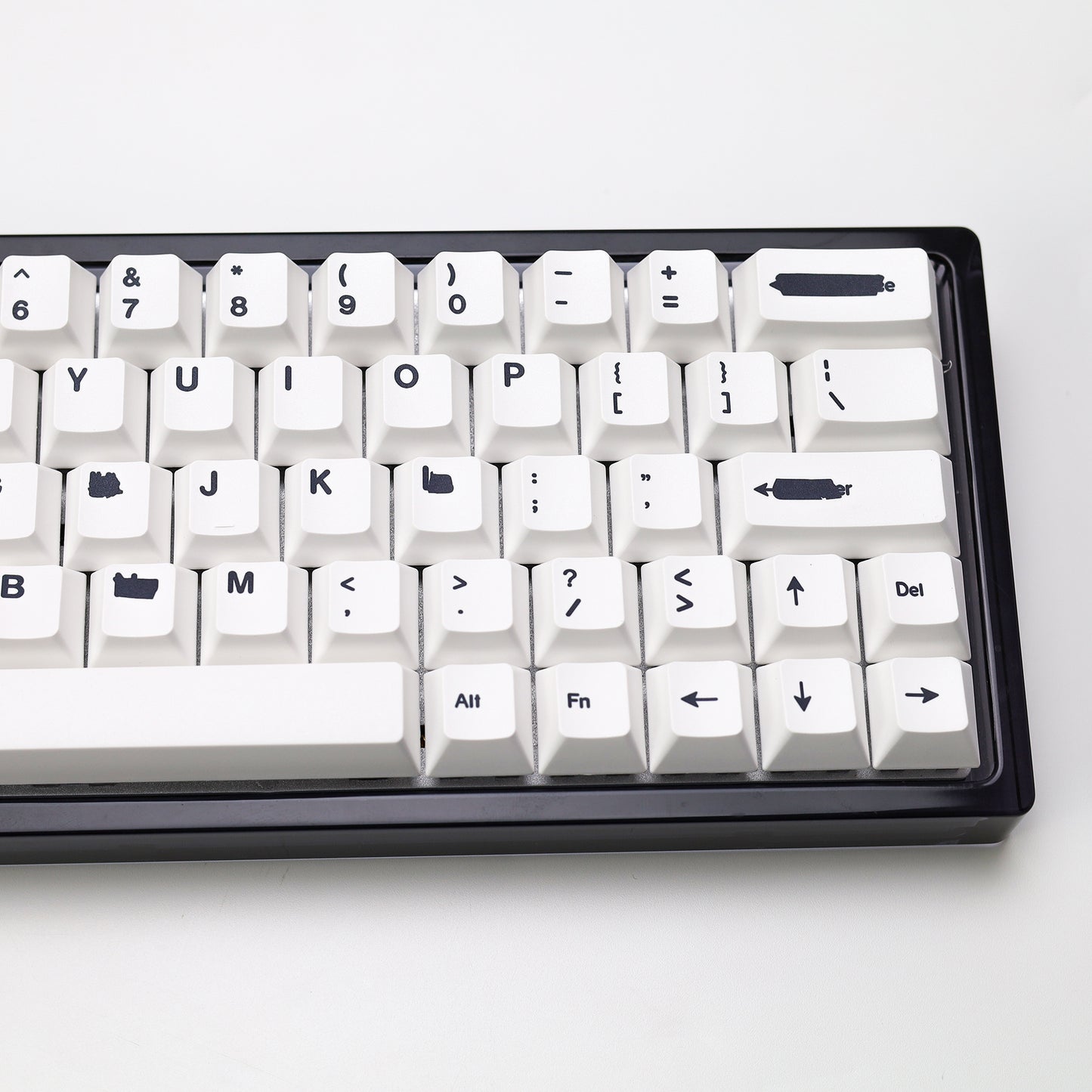 Redacted White / Black PBT Keycaps Doubleshot – 140 Броя