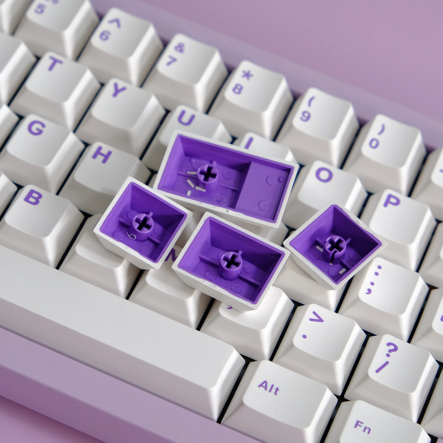 Purple on White ABS Doubleshot Cherry Keycaps