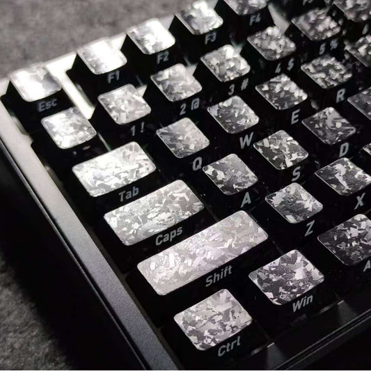 Forged Carbon Fiber PBT Keycaps Side-Printed Cherry Profile