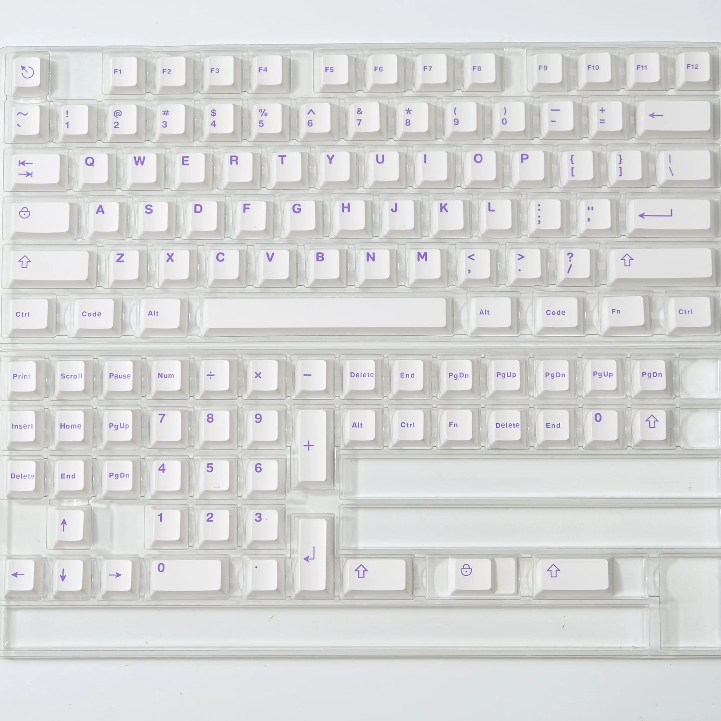 Purple on White ABS Doubleshot Cherry Keycaps