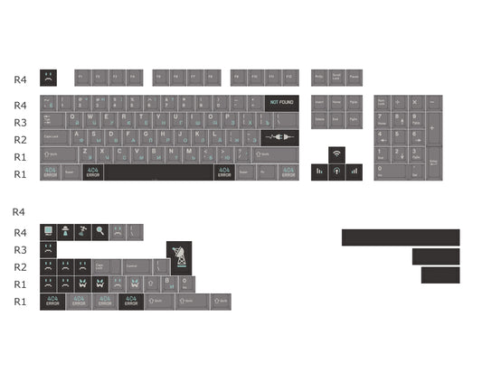 404 Error Keycaps Gray Black ANSI ISO