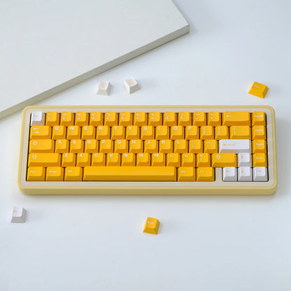 White on Yellow/Orange ABS Doubleshot Keycaps Капачки за Механична Клавиатура 136 броя - TypeHero
