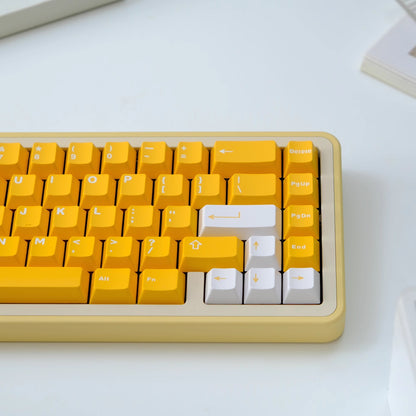White on Yellow/Orange ABS Doubleshot Keycaps Капачки за Механична Клавиатура 136 броя - TypeHero