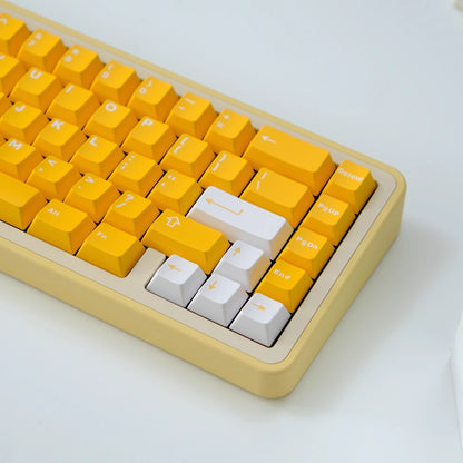 White on Yellow/Orange ABS Doubleshot Keycaps Капачки за Механична Клавиатура 136 броя - TypeHero