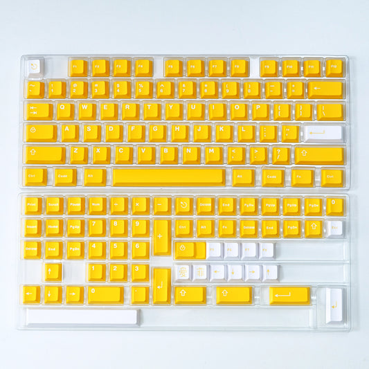 White on Yellow/Orange ABS Doubleshot Keycaps Капачки за Механична Клавиатура 136 броя - TypeHero