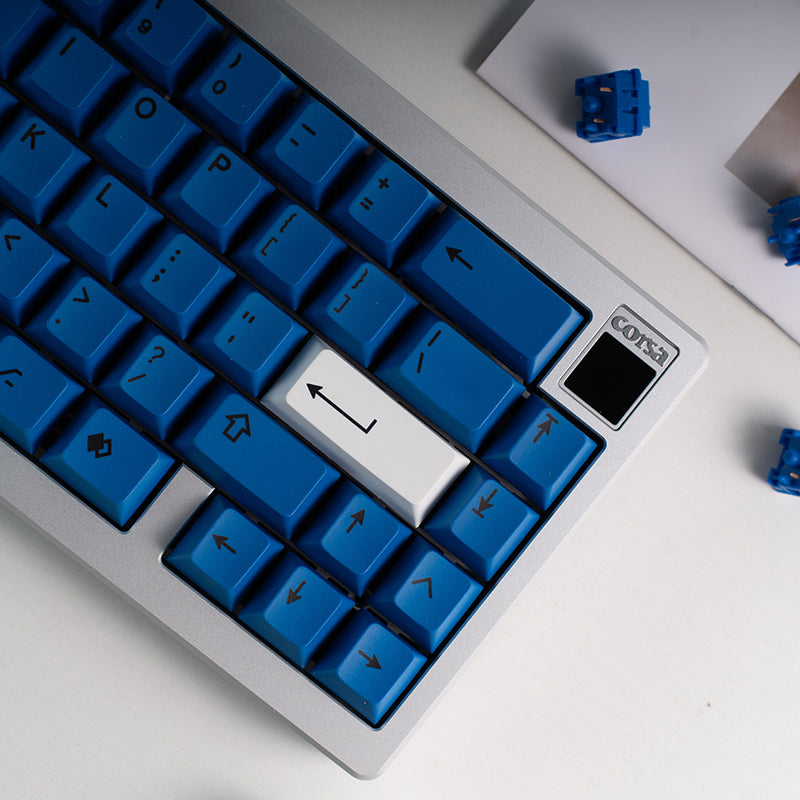 Black on Blue PBT Keycaps – Cherry Profile, 152 Броя