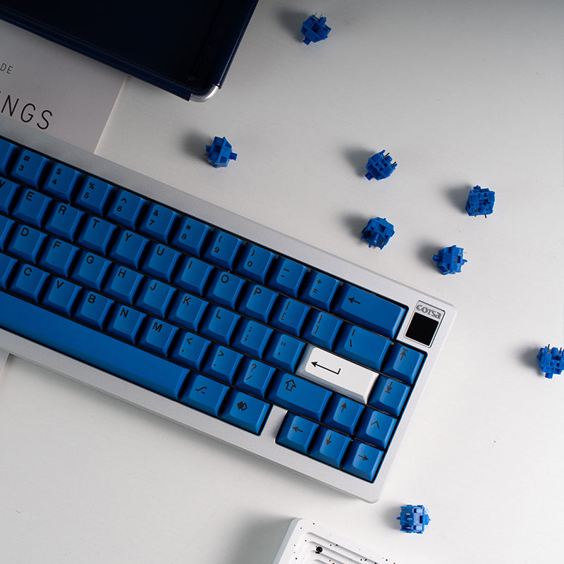 Black on Blue PBT Keycaps – Cherry Profile, 152 Броя