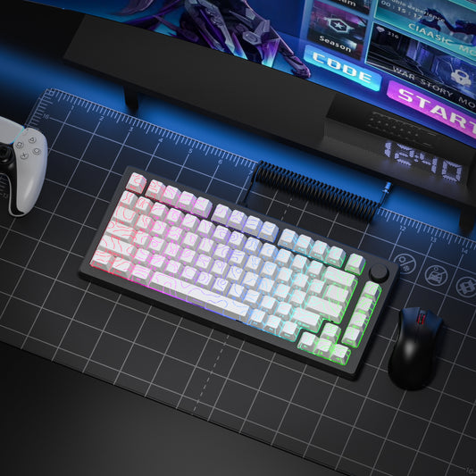 White Topographic Shine-Through Cherry Profile Keycaps