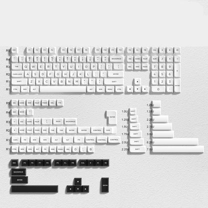 Black on White ISA Profile Doubleshot Капачки 189 броя за Клавиатура PBT - TypeHero