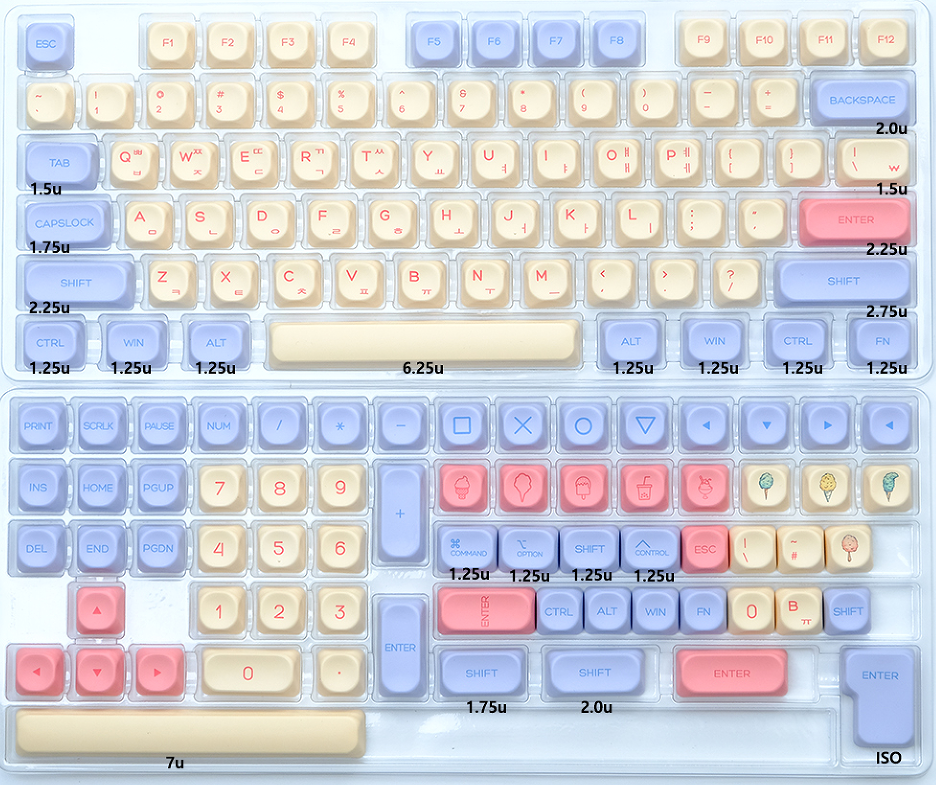 Marshmallow PBT Dye-Sub KOA Капачки за Механична Клавиатура