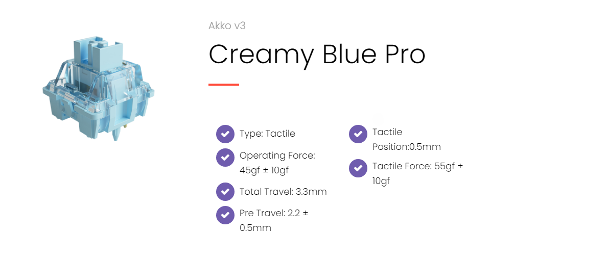 Akko Creamy Blue Pro v3 Суичове (x45 броя) за Механична Клавиатура 5-pin