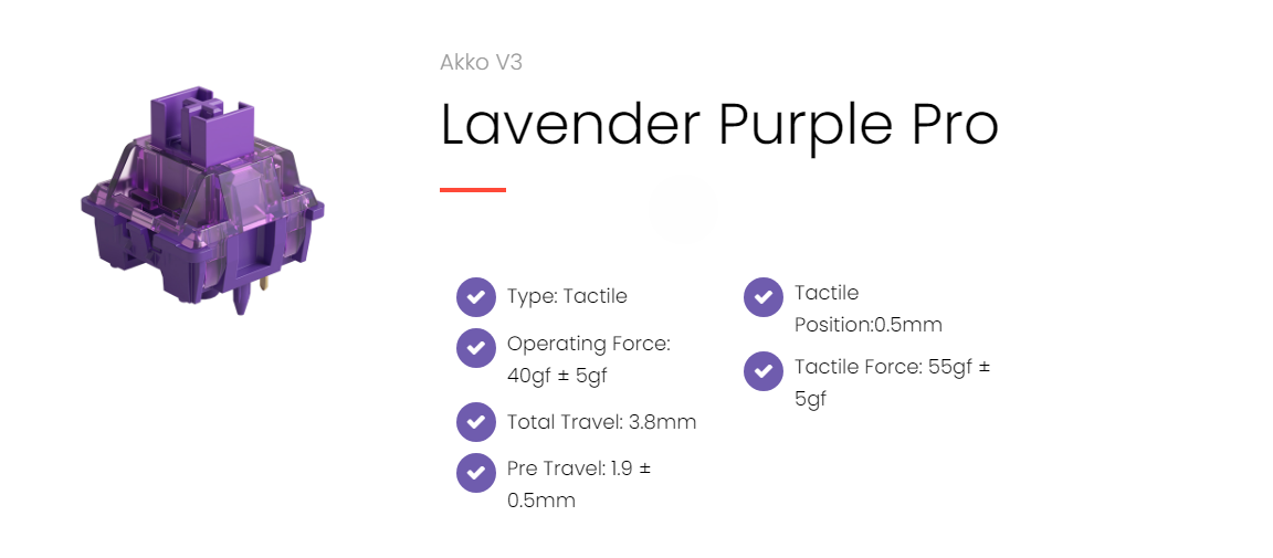 Akko Lavender Purple Pro v3 Суичове (x45 броя) за Механична Клавиатура 5-pin