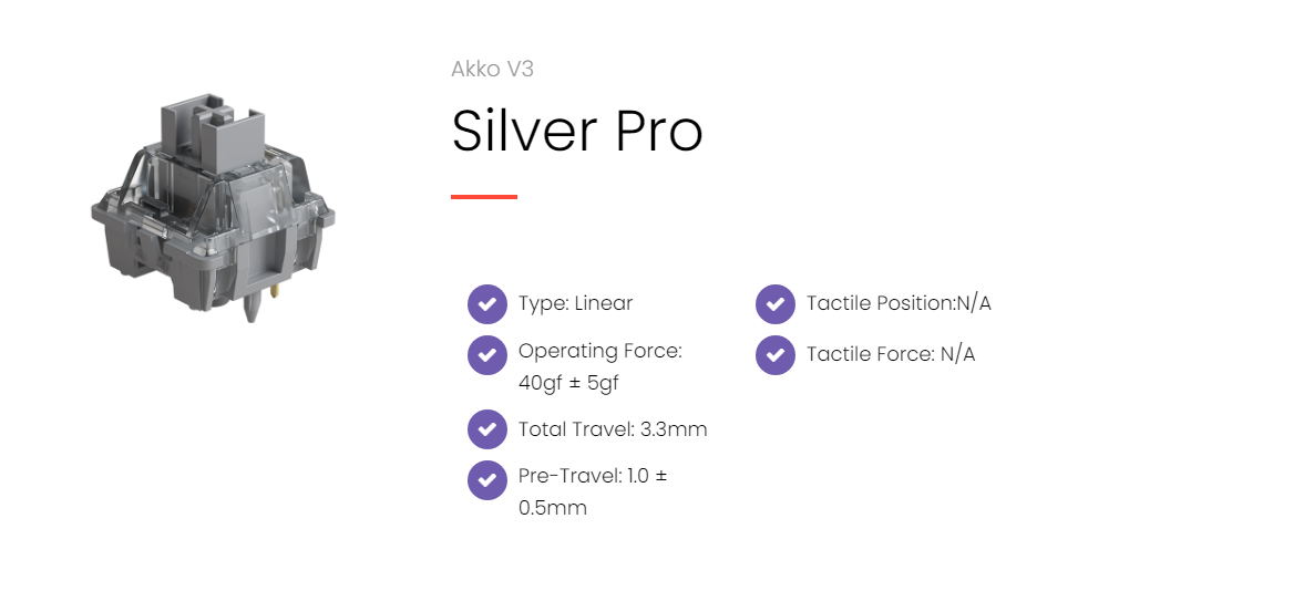 Akko Silver Pro v3 Суичове (x45 броя) за Механична Клавиатура 5-pin