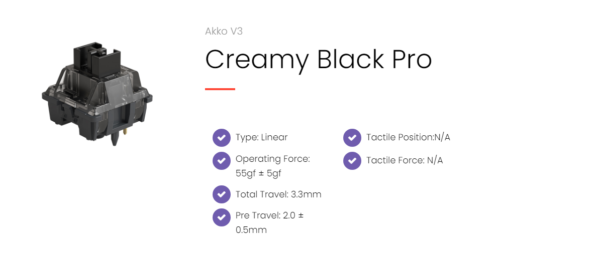 Akko Creamy Black Pro v3 Суичове (x45 броя) за Механична Клавиатура 5-pin