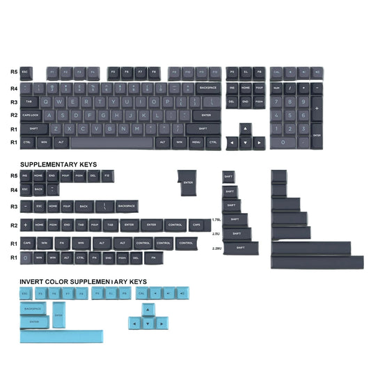 Black on White ISA Profile Doubleshot Keycaps 189 pieces for PBT Keyboard